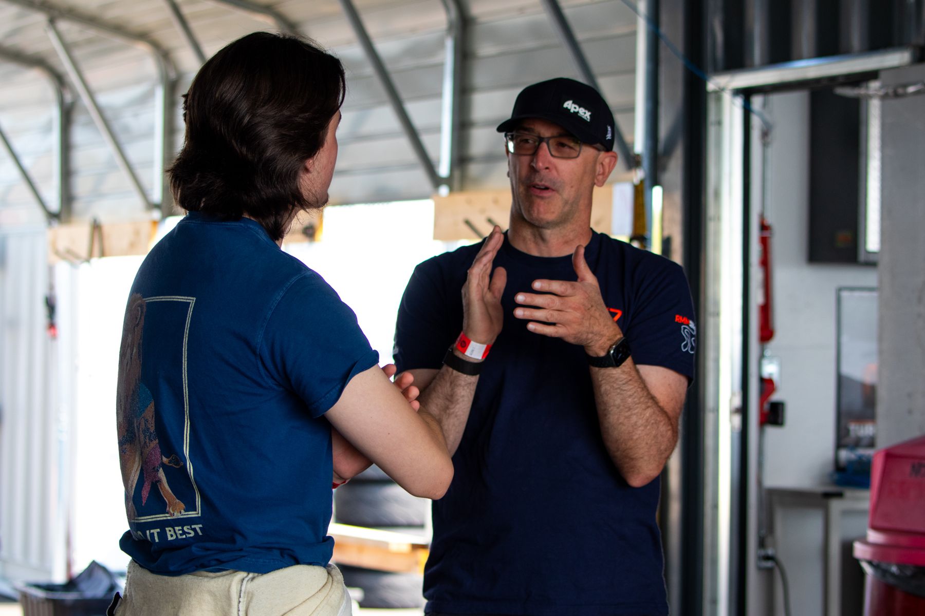 Debrief in the paddock